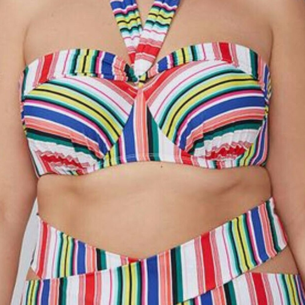 LANE BRYANT CACIQUE MULTI-STRIPE BANDEAU BRA 44DDD - Picture 4 of 4
